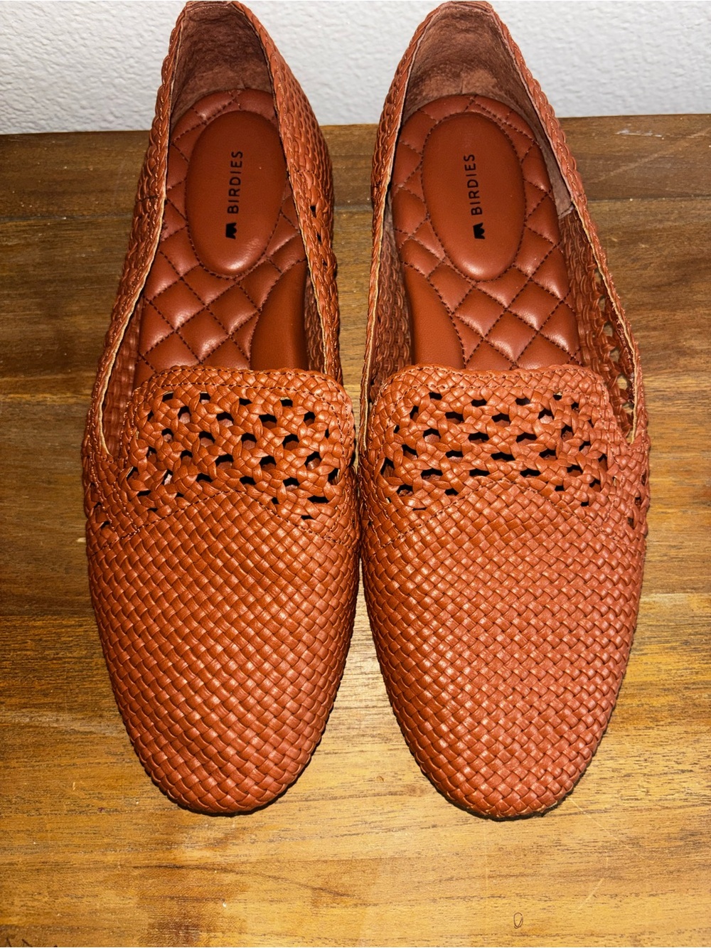 Birdies The Starling Cognac Woven Womens Vegan Leather Slip On Flats Loafers - Picture 2 of 4